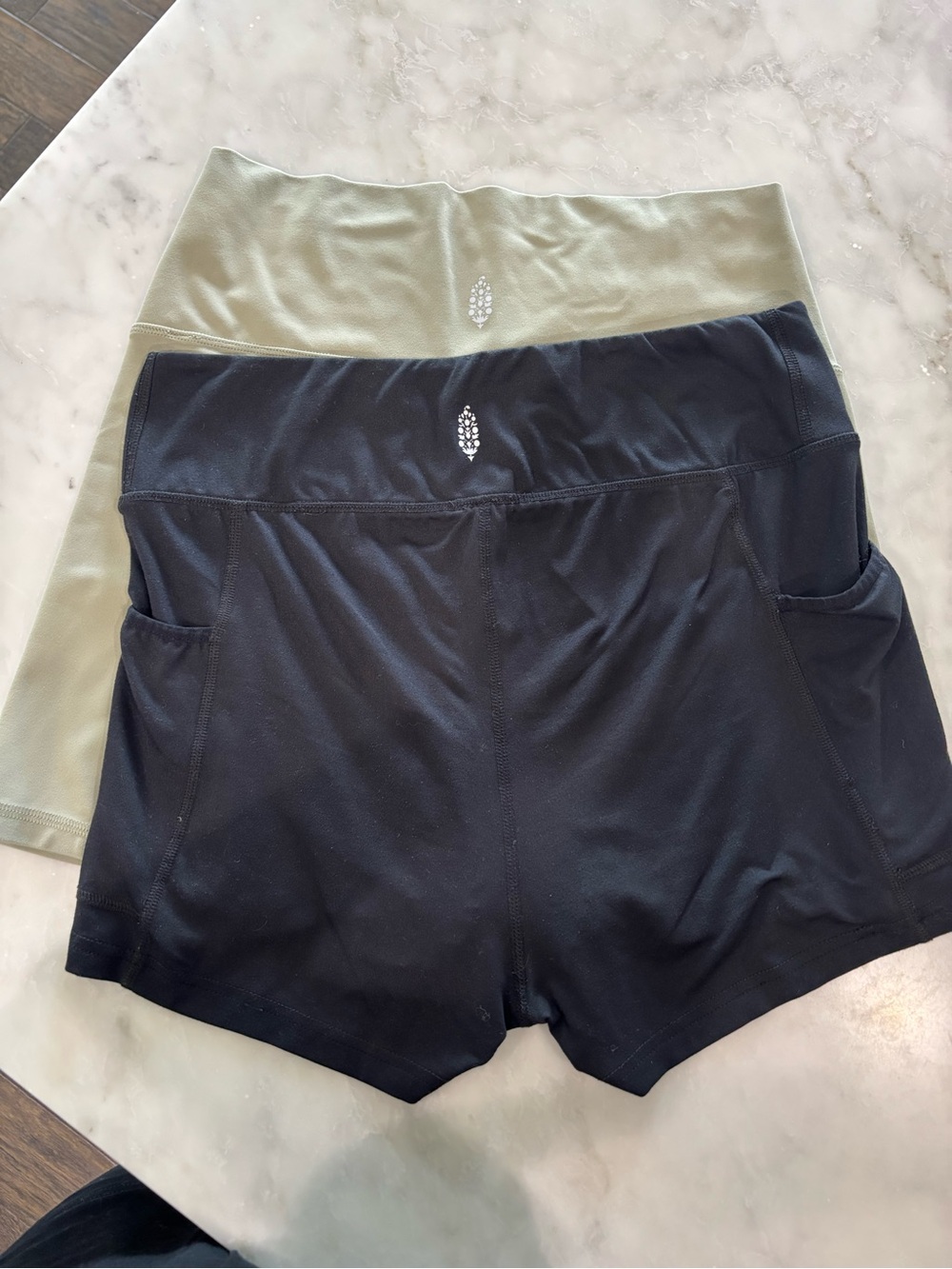 FP Movement by Free People High-Waist Bike Shorts in Black and Olive